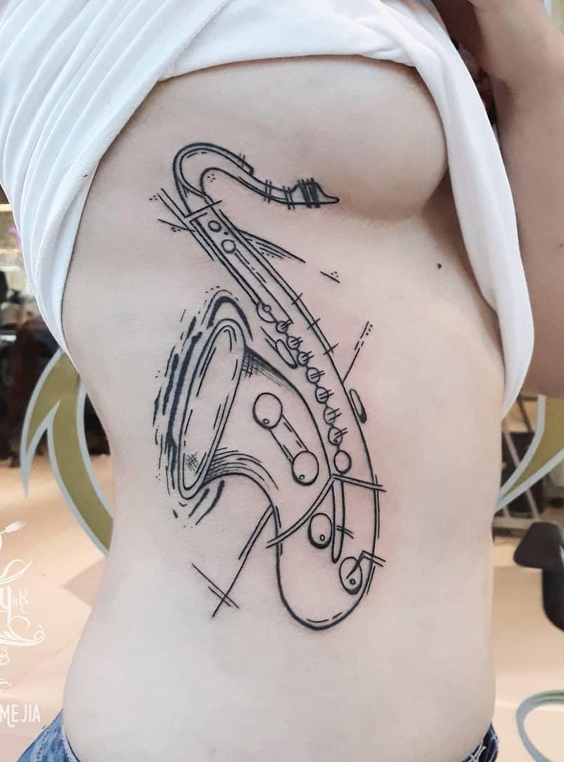 30 Pretty Saxophone Tattoos Show Your Temperament