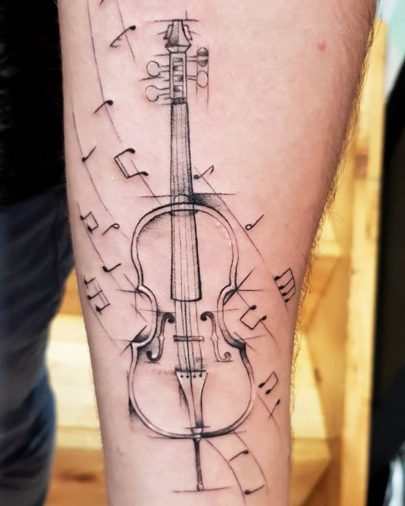 30 Pretty Cello Tattoos Make You Elegant and Beautiful