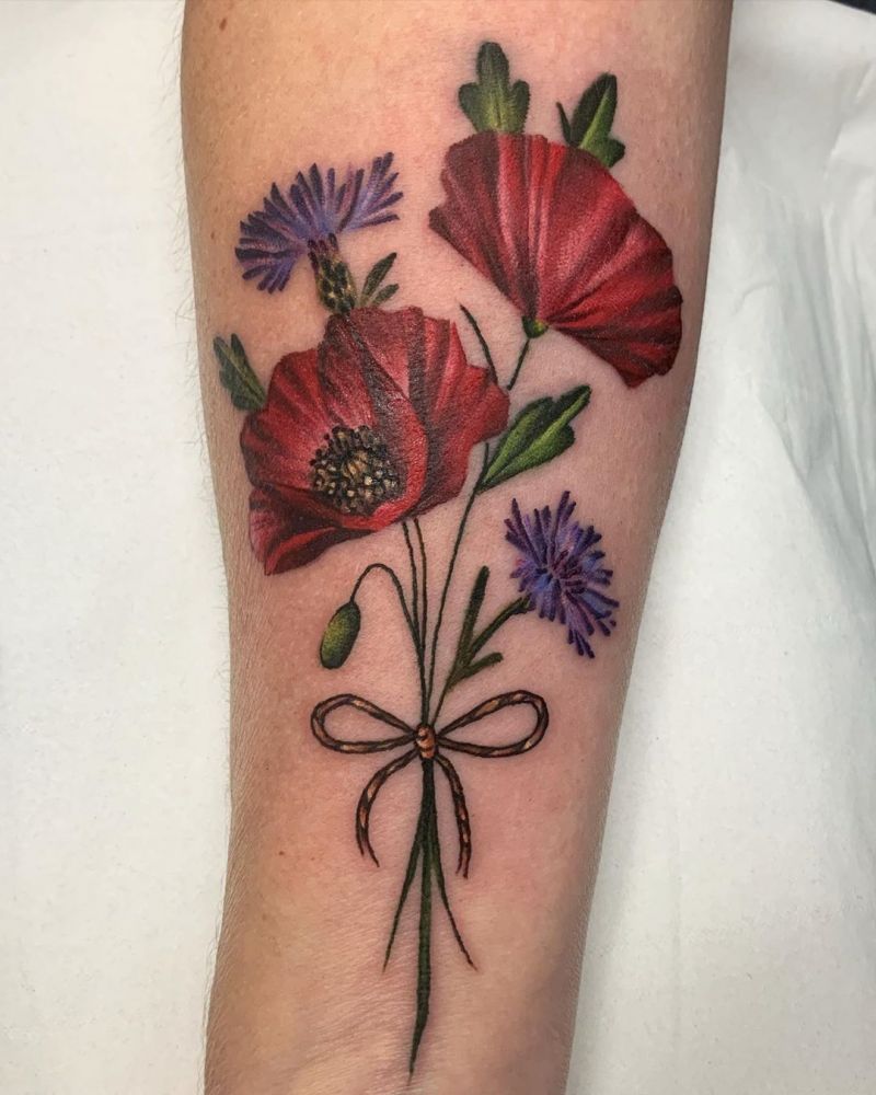 30 Pretty Cornflower Tattoos to Inspire You