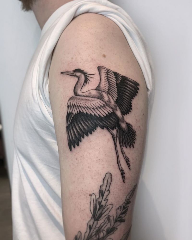 30 Pretty Heron Tattoos Bring You Good Luck