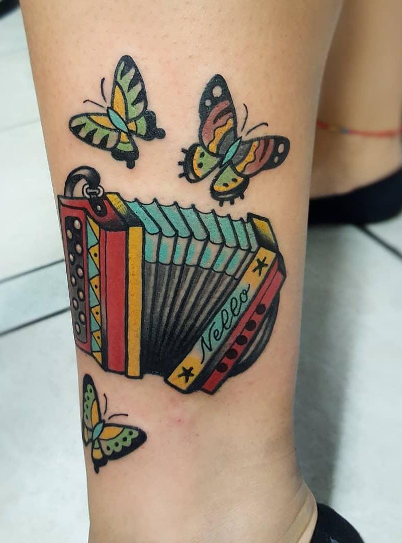 30 Pretty Accordion Tattoos that Can Enhance Your Temperament