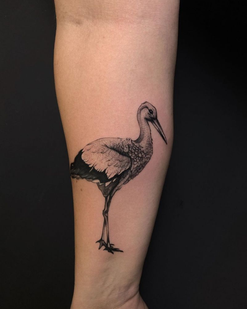 30 Pretty Stork Tattoos Show Your Temperament