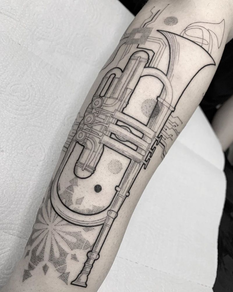 30 Pretty Trumpet Tattoos to Inspire You