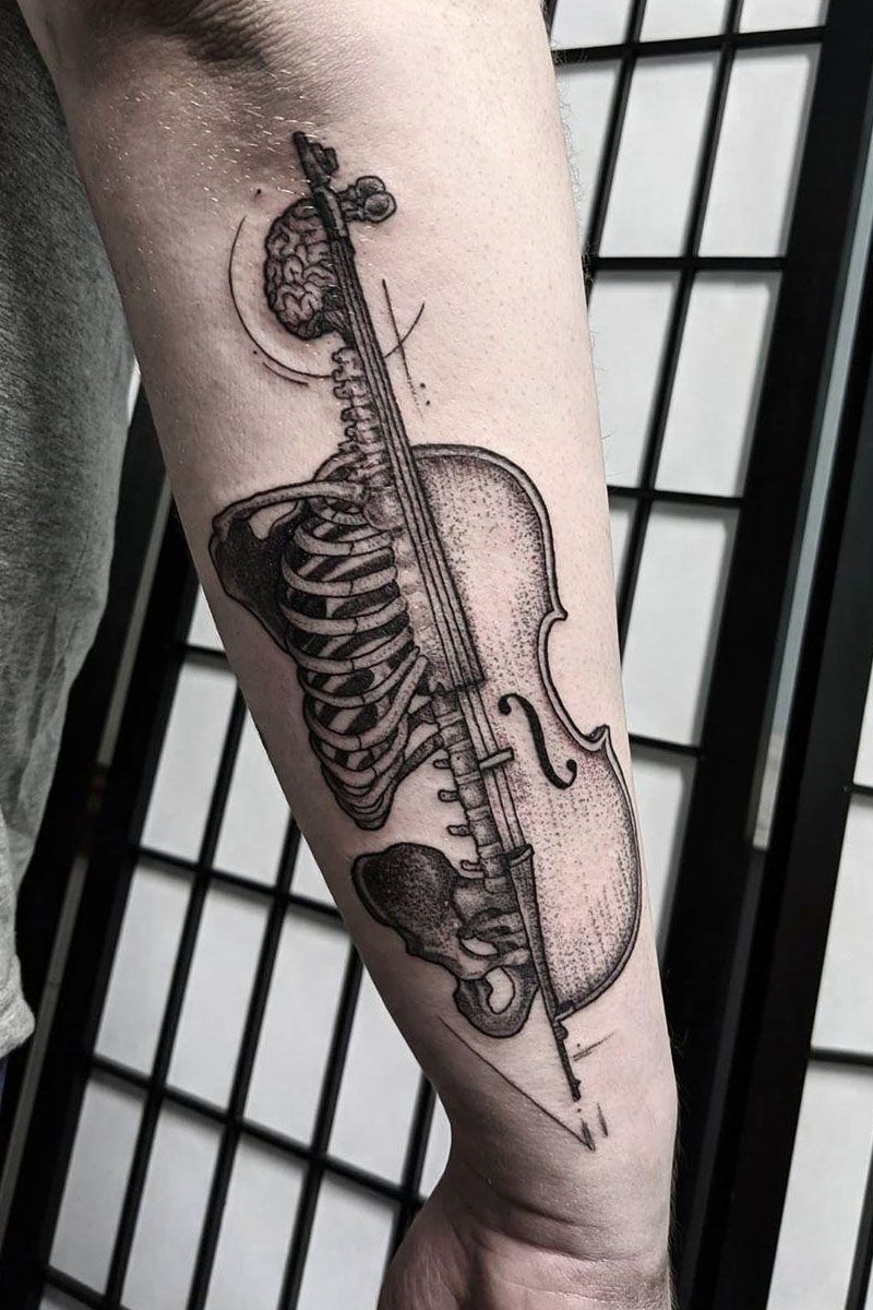 30 Pretty Cello Tattoos Make You Elegant and Beautiful