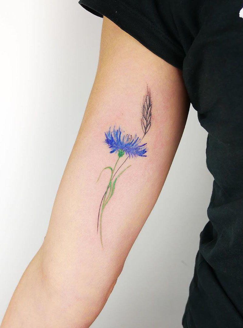 30 Pretty Cornflower Tattoos to Inspire You