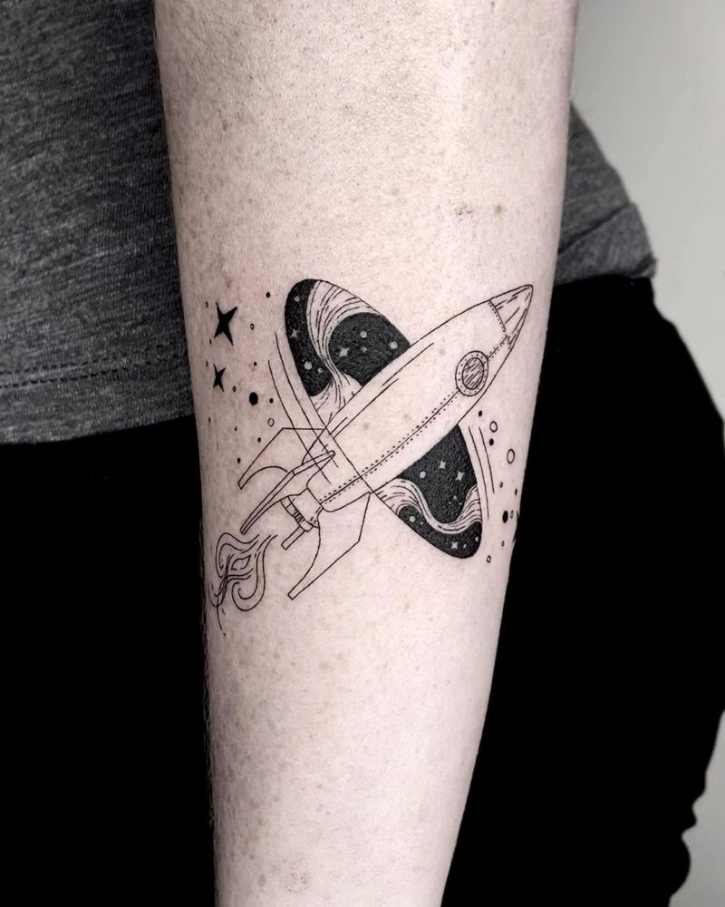 30 Pretty Rocket Tattoos Improve Your Temperament