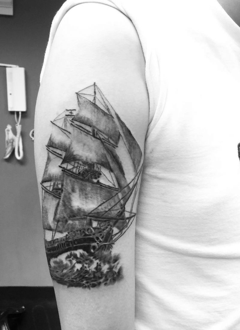 30 Pretty Sailing Boat Tattoos You Will Love