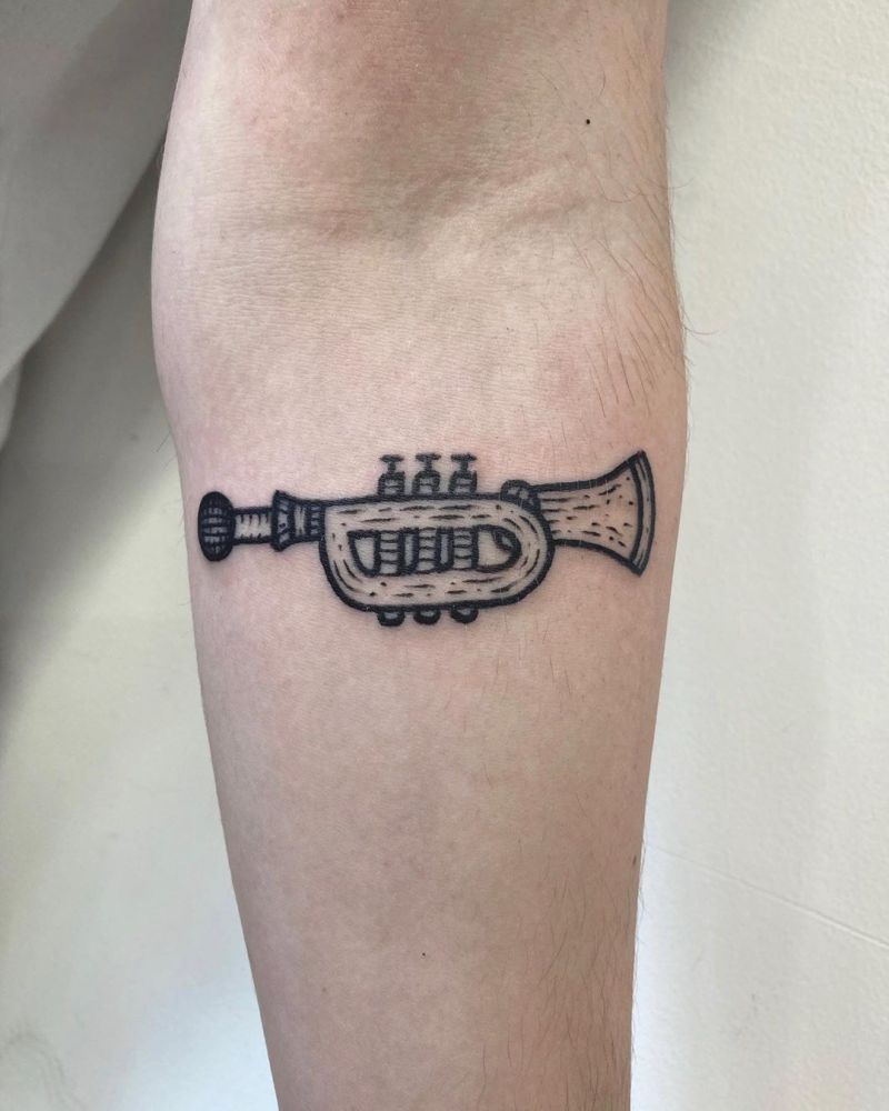 30 Pretty Trumpet Tattoos to Inspire You