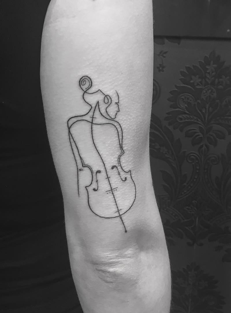 30 Pretty Cello Tattoos Make You Elegant and Beautiful