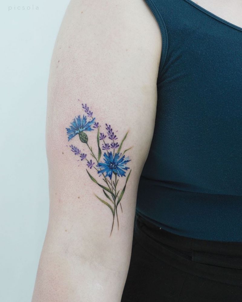 30 Pretty Cornflower Tattoos to Inspire You