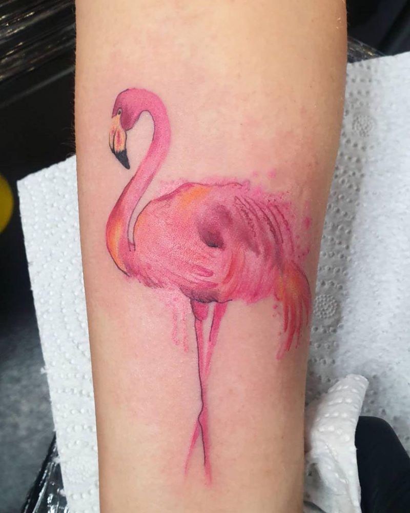 30 Pretty Flamingo Tattoos Make You Elegant and Beautiful