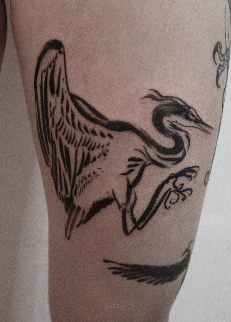 30 Pretty Heron Tattoos Bring You Good Luck