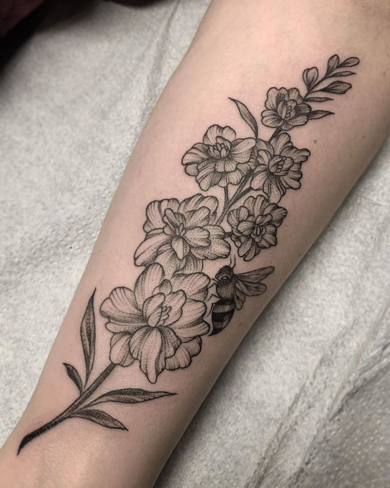 30 Pretty Larkspur Tattoos that Can Enhance Your Temperament