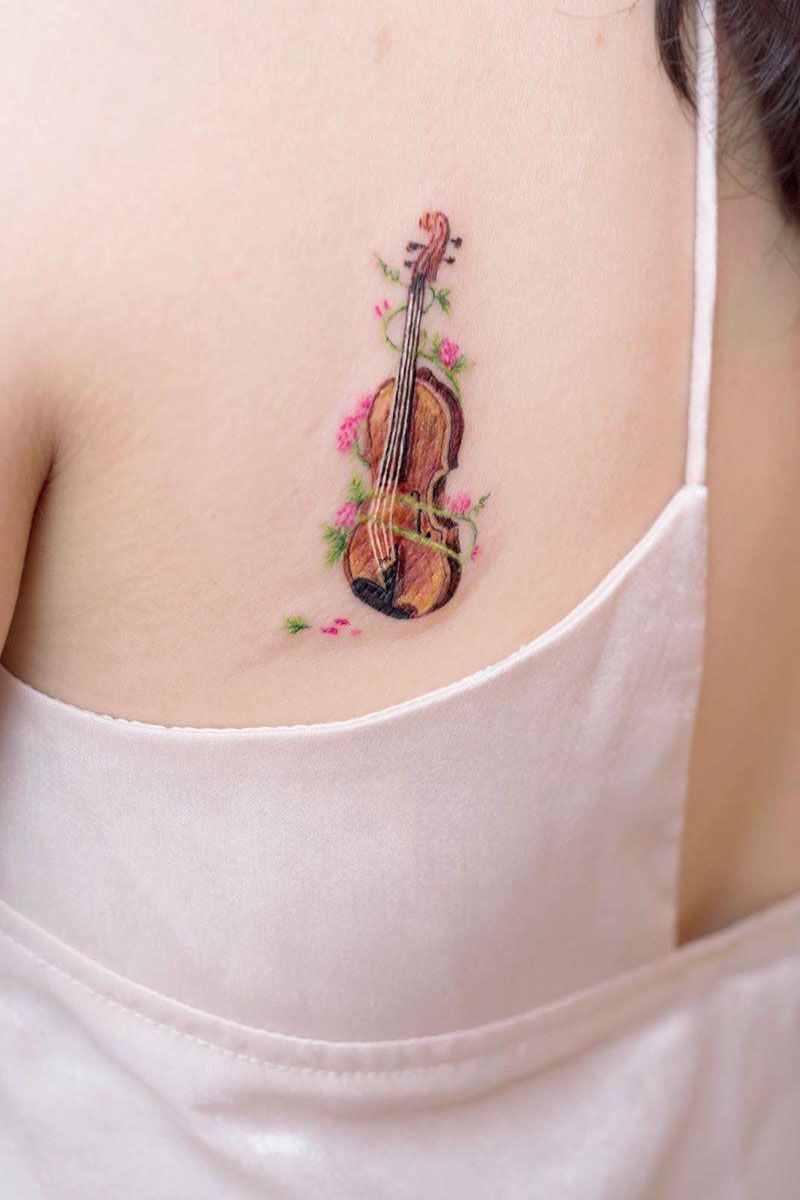 30 Pretty Violin Tattoos that Can Enhance Your Temperament