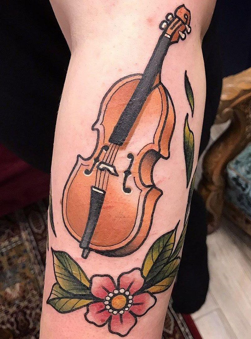 30 Pretty Cello Tattoos Make You Elegant and Beautiful