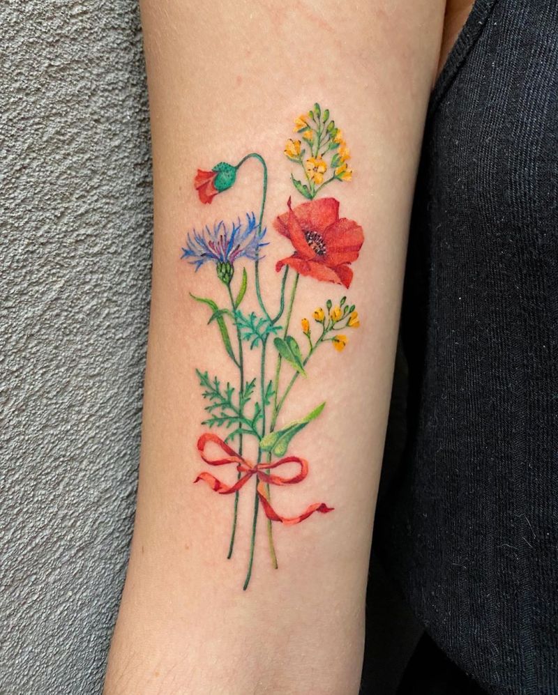 30 Pretty Cornflower Tattoos to Inspire You