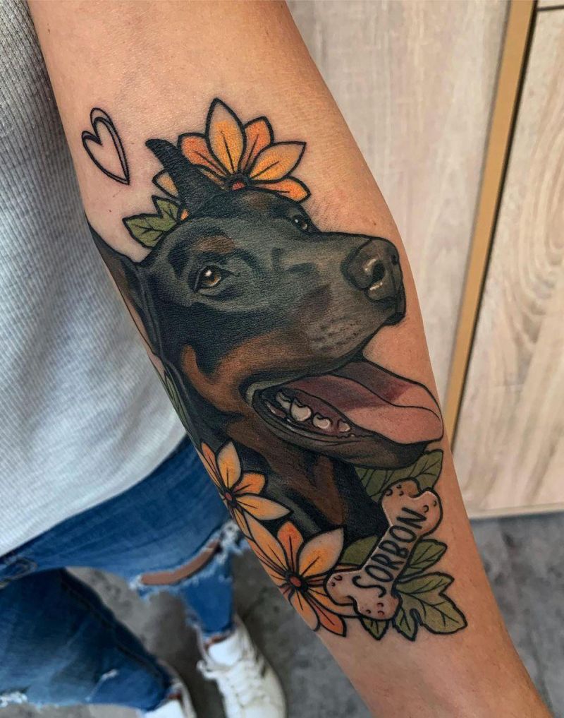 30 Pretty Doberman Tattoos Hope to Bring You Luck