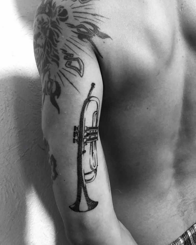 30 Pretty Trumpet Tattoos to Inspire You