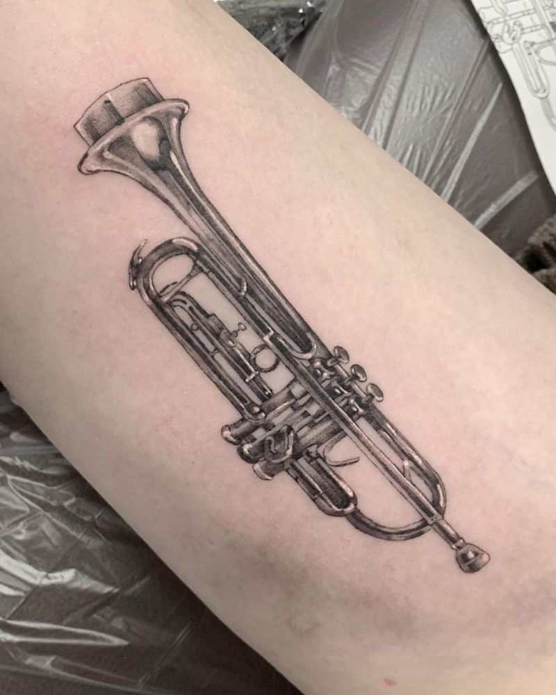 30 Pretty Trumpet Tattoos to Inspire You