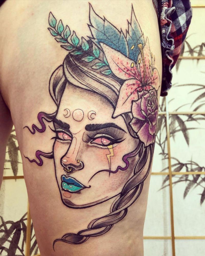 30 Pretty Lady Face Tattoos You Will Love