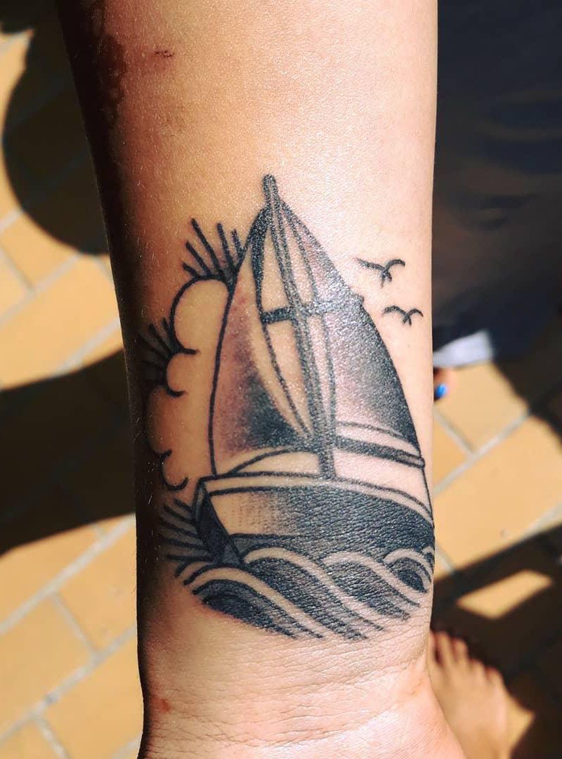 30 Pretty Sailing Boat Tattoos You Will Love