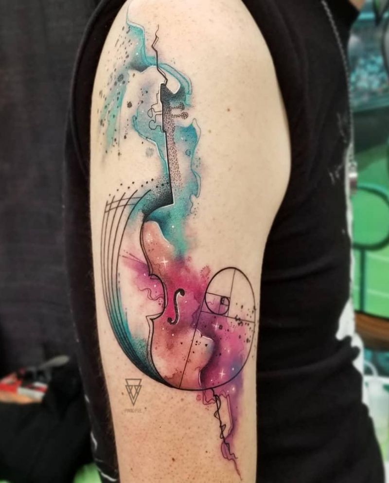 30 Pretty Cello Tattoos Make You Elegant and Beautiful