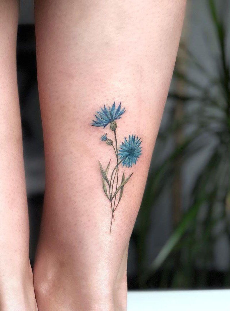 30 Pretty Cornflower Tattoos to Inspire You