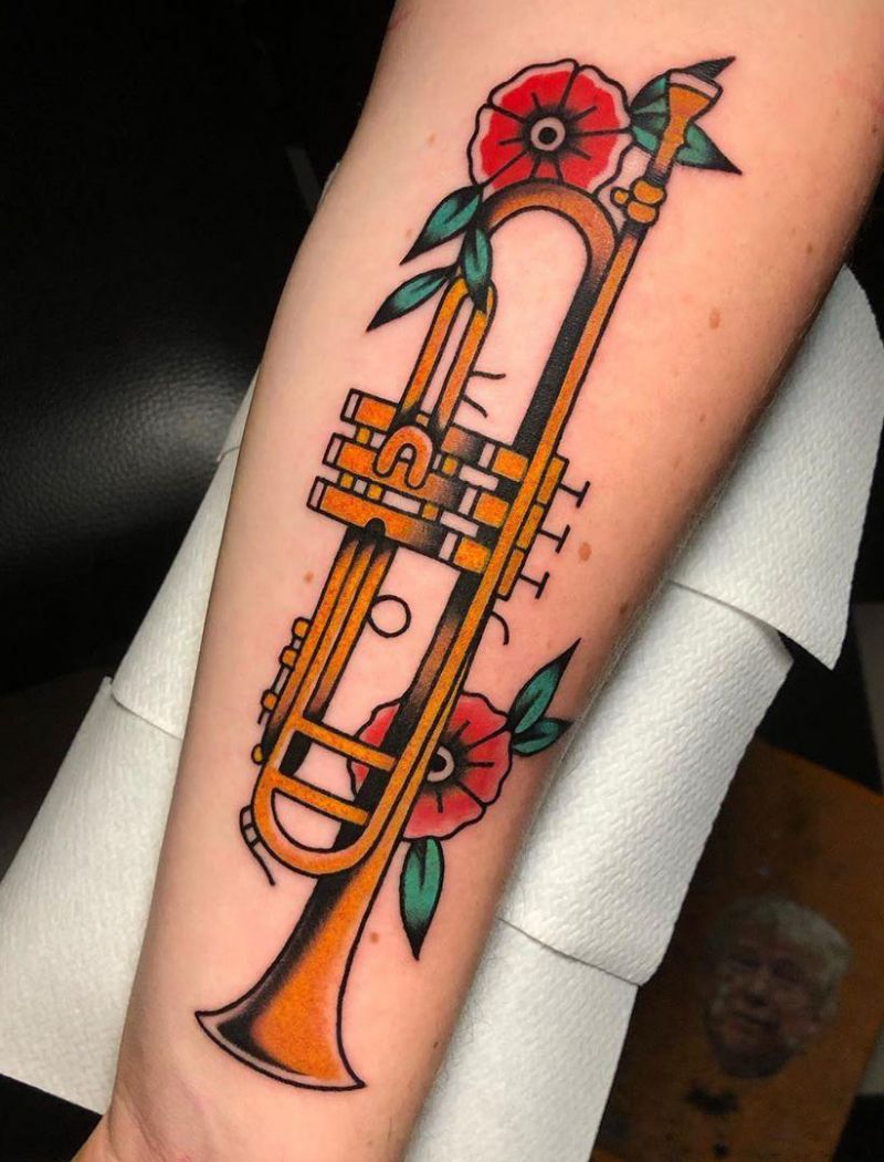 30 Pretty Trumpet Tattoos to Inspire You