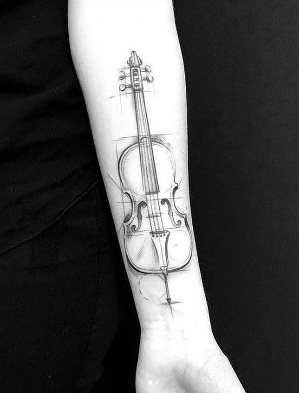 30 Pretty Cello Tattoos Make You Elegant and Beautiful