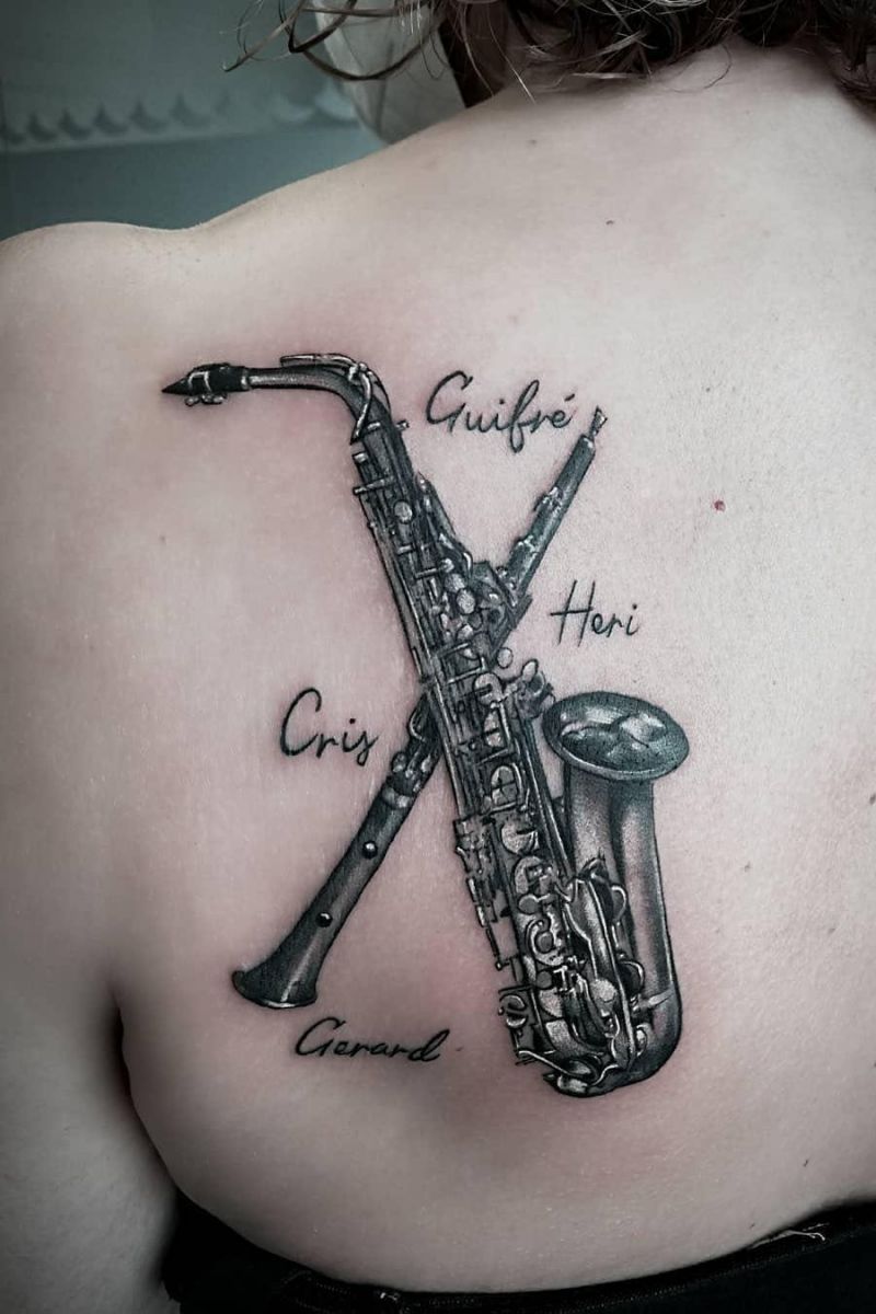 30 Pretty Saxophone Tattoos Show Your Temperament