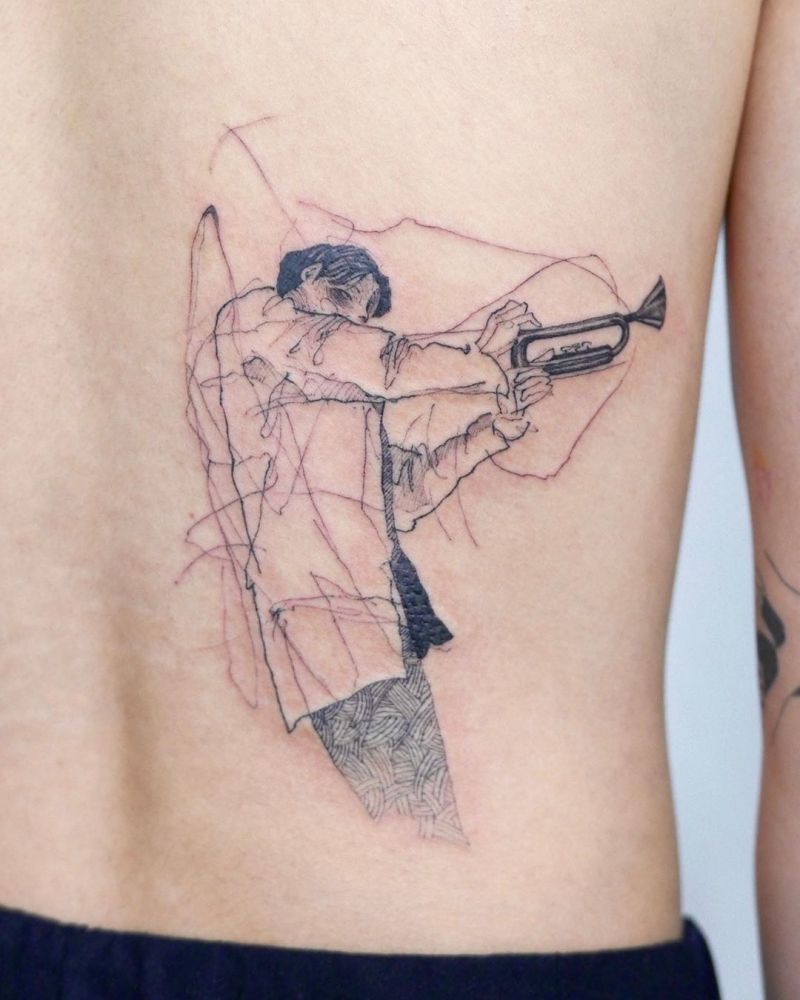 30 Pretty Trumpet Tattoos to Inspire You