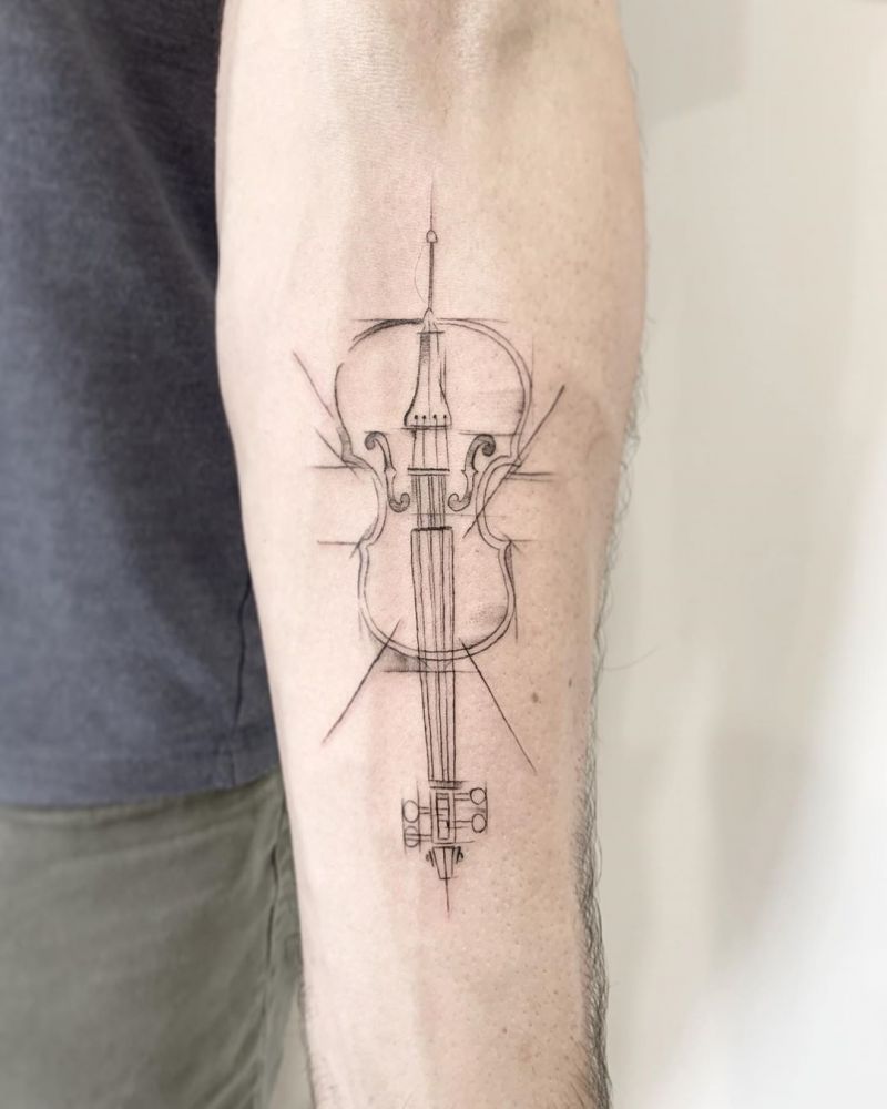 30 Pretty Cello Tattoos Make You Elegant and Beautiful