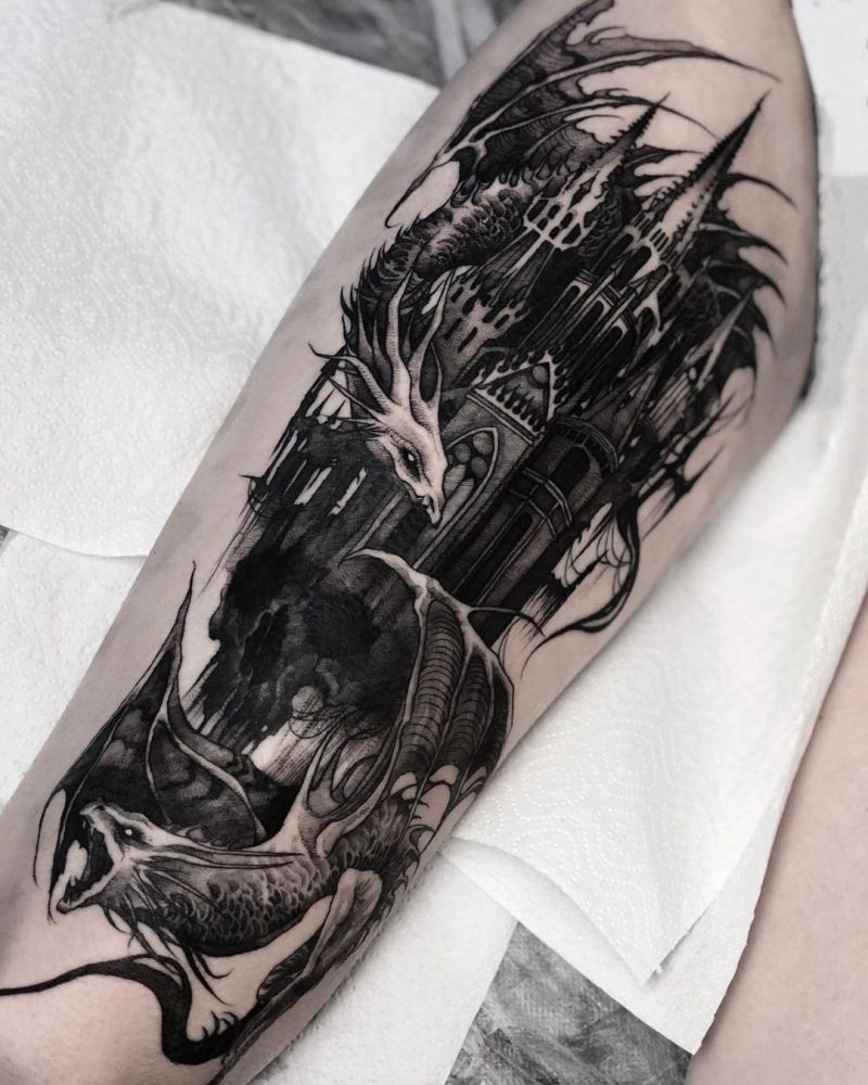 30 Pretty Castle Tattoos that Can Enhance Your Temperament