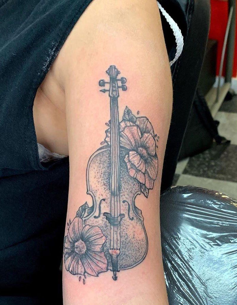 30 Pretty Cello Tattoos Make You Elegant and Beautiful