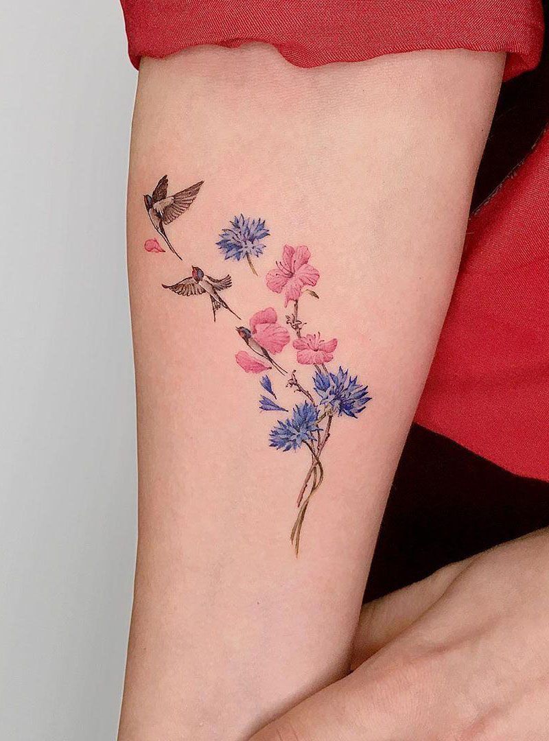 30 Pretty Cornflower Tattoos to Inspire You