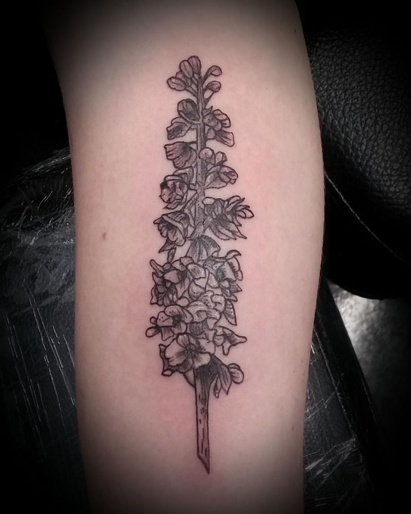 30 Pretty Larkspur Tattoos that Can Enhance Your Temperament