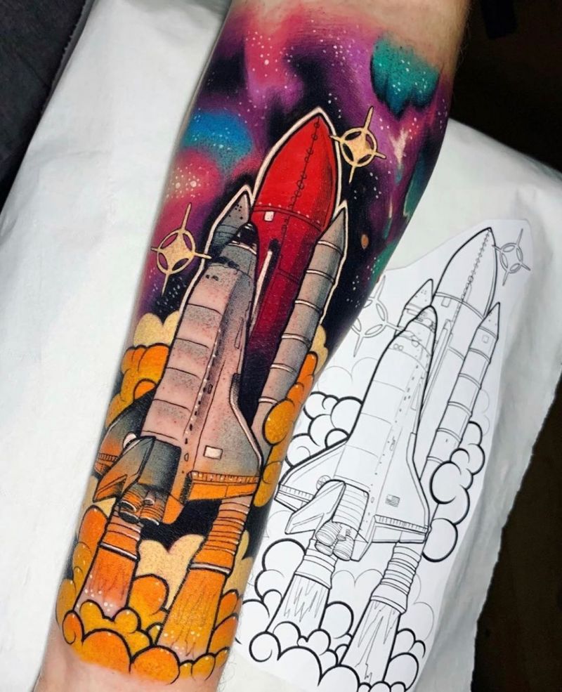 30 Pretty Rocket Tattoos Improve Your Temperament