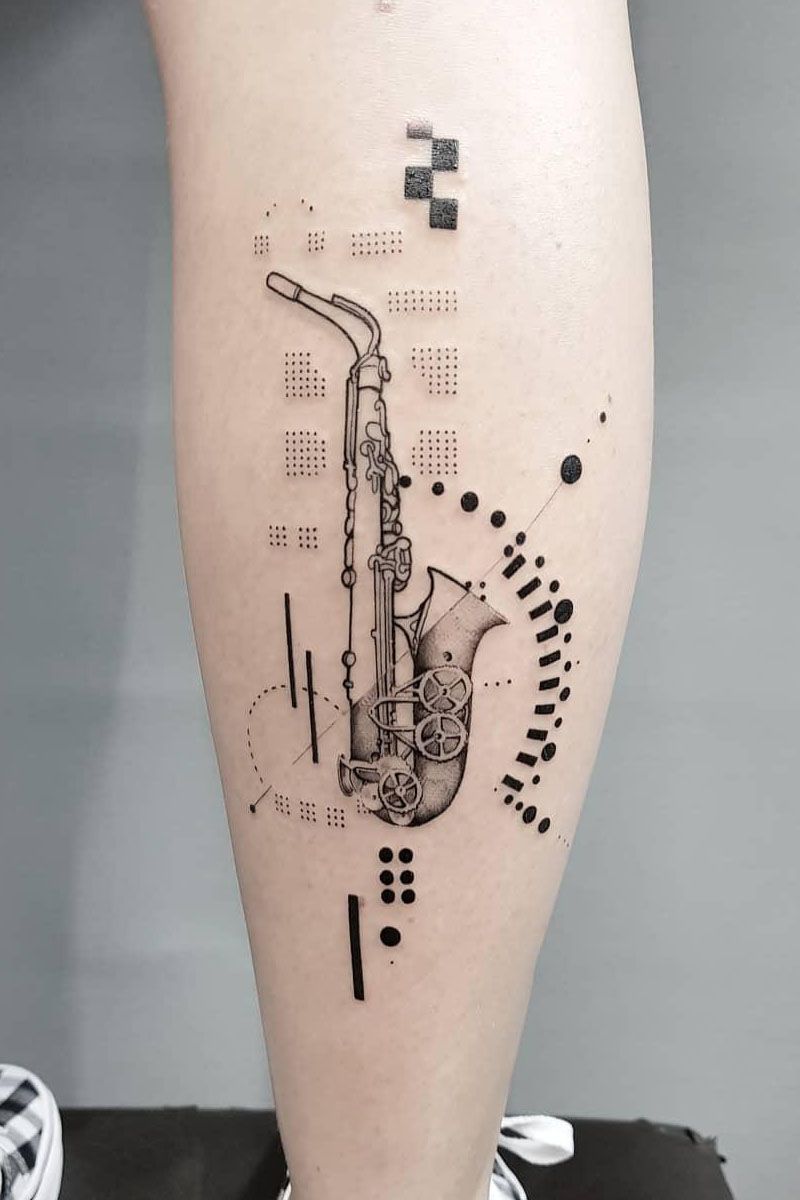 30 Pretty Saxophone Tattoos Show Your Temperament