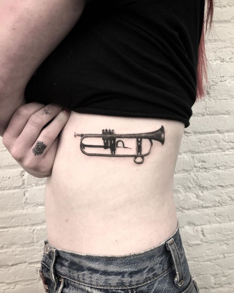 30 Pretty Trumpet Tattoos to Inspire You