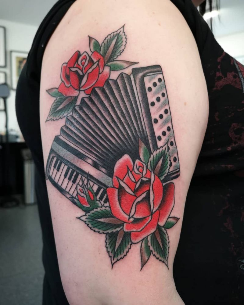 30 Pretty Accordion Tattoos that Can Enhance Your Temperament