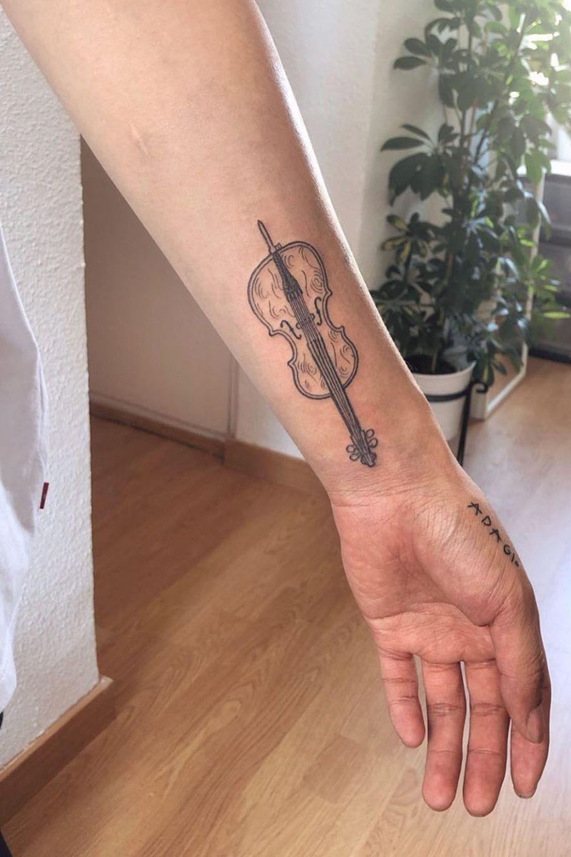 30 Pretty Cello Tattoos Make You Elegant and Beautiful