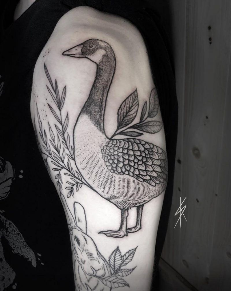 30 Pretty Goose Tattoos Make You Elegant and Beautiful