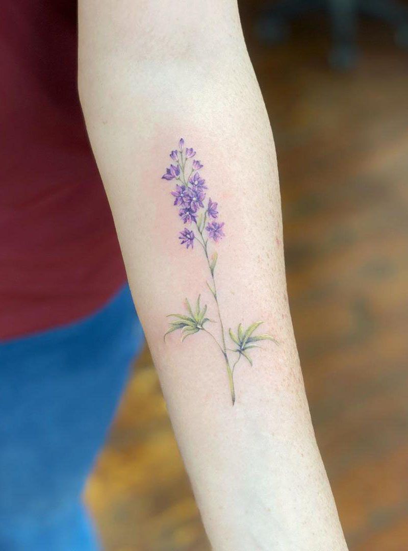 30 Pretty Larkspur Tattoos that Can Enhance Your Temperament