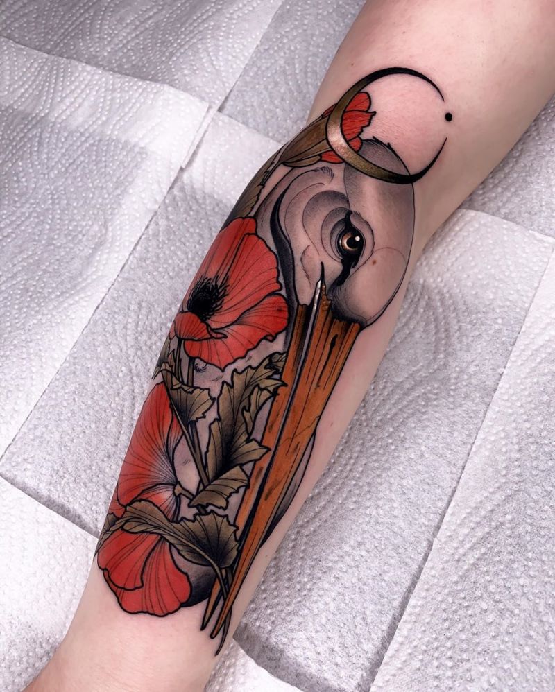 30 Pretty Stork Tattoos Show Your Temperament