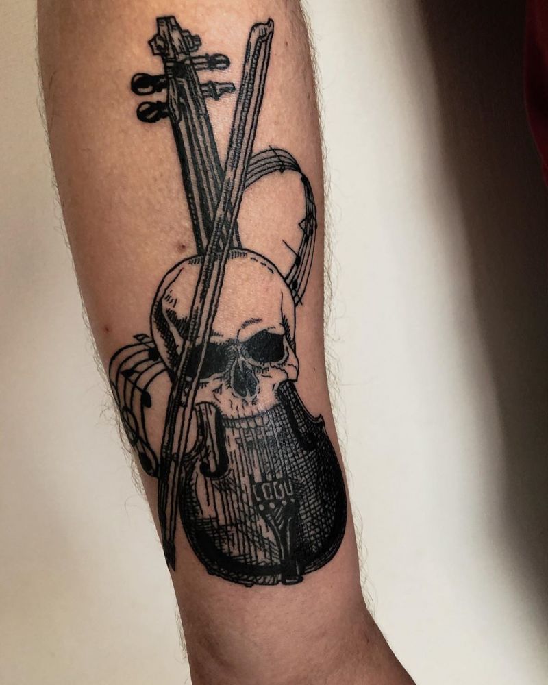 30 Pretty Cello Tattoos Make You Elegant and Beautiful