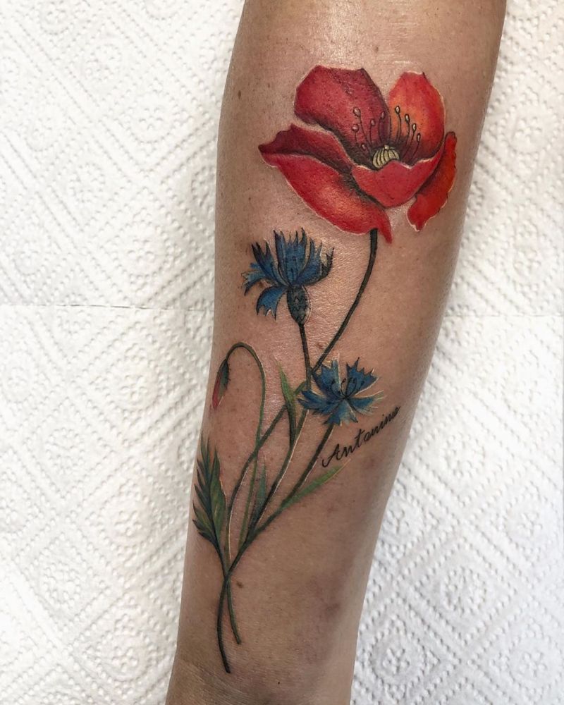 30 Pretty Cornflower Tattoos to Inspire You