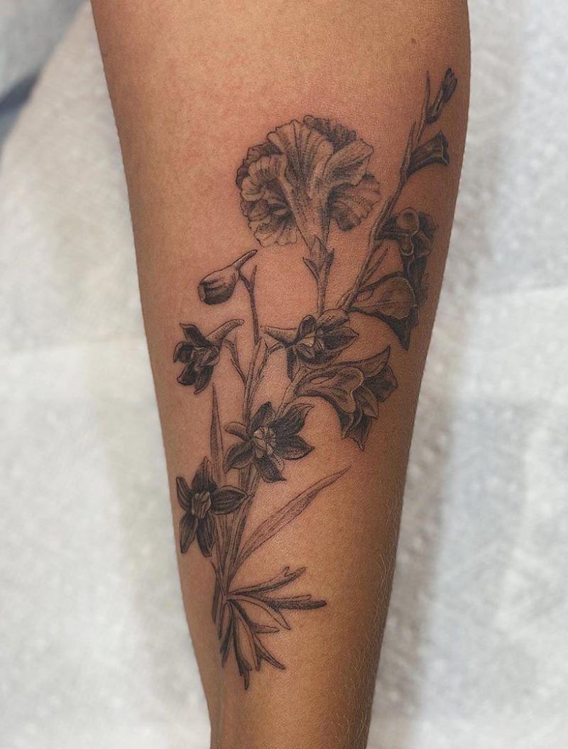 30 Pretty Larkspur Tattoos that Can Enhance Your Temperament