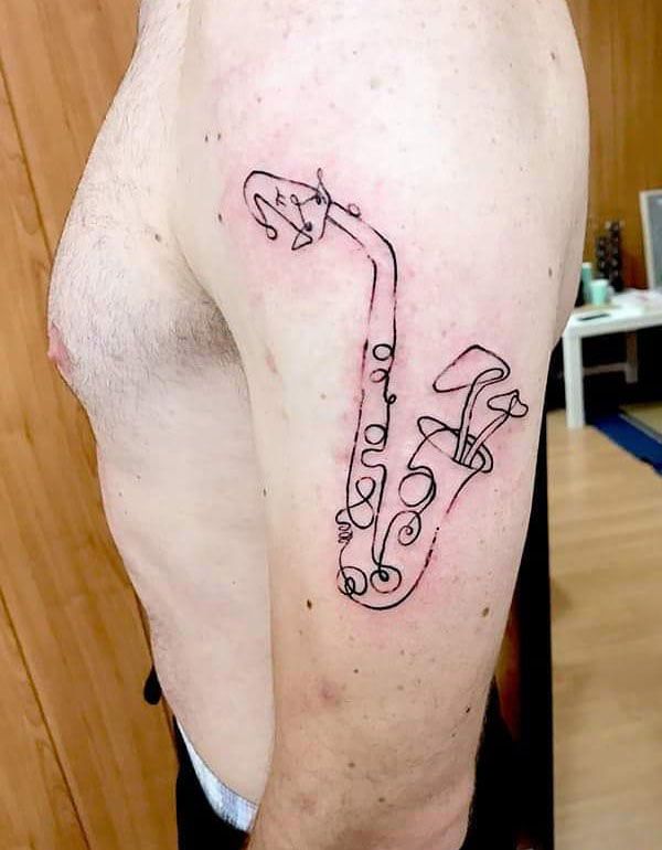 30 Pretty Saxophone Tattoos Show Your Temperament