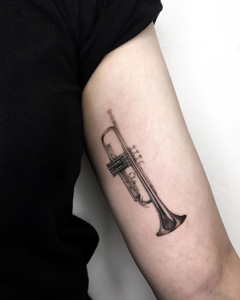 30 Pretty Trumpet Tattoos to Inspire You