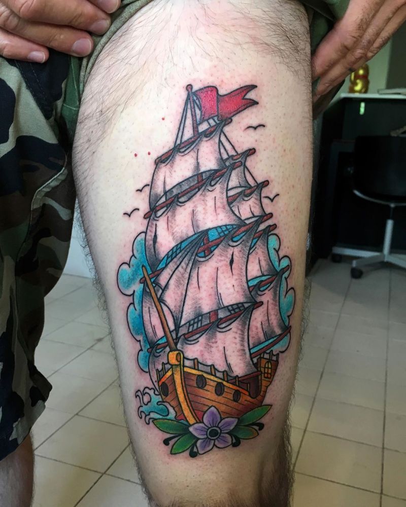 30 Pretty Sailing Boat Tattoos You Will Love